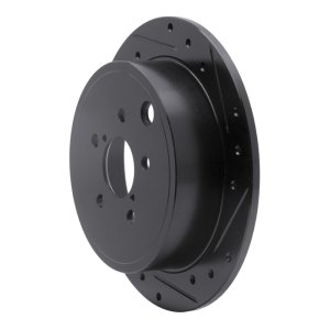 Subaru Outback Brake Rotor (1) - Rear Right - R1 Concepts - Drilled & Slotted - Black - `08-`15